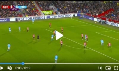 Video: Brentford 1 - 2 Manchester City (53mins) - P. Foden doubles the goal with a strong header and put Man City in front