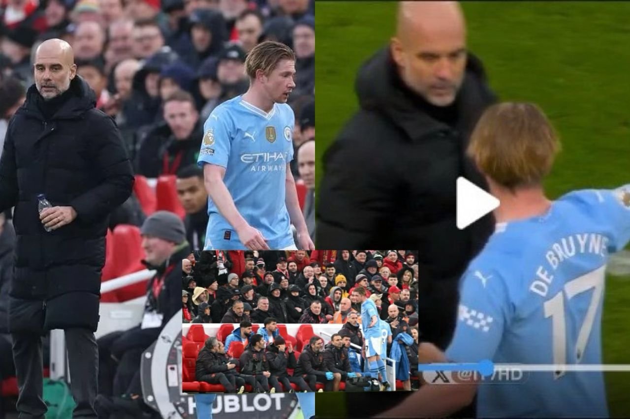 Watch how Manchester City 32-years-old Midfielder Kevin De Bruyne angry misconduct against his coach Pep Guardiola substituting him Man City vs Liverpool draw match