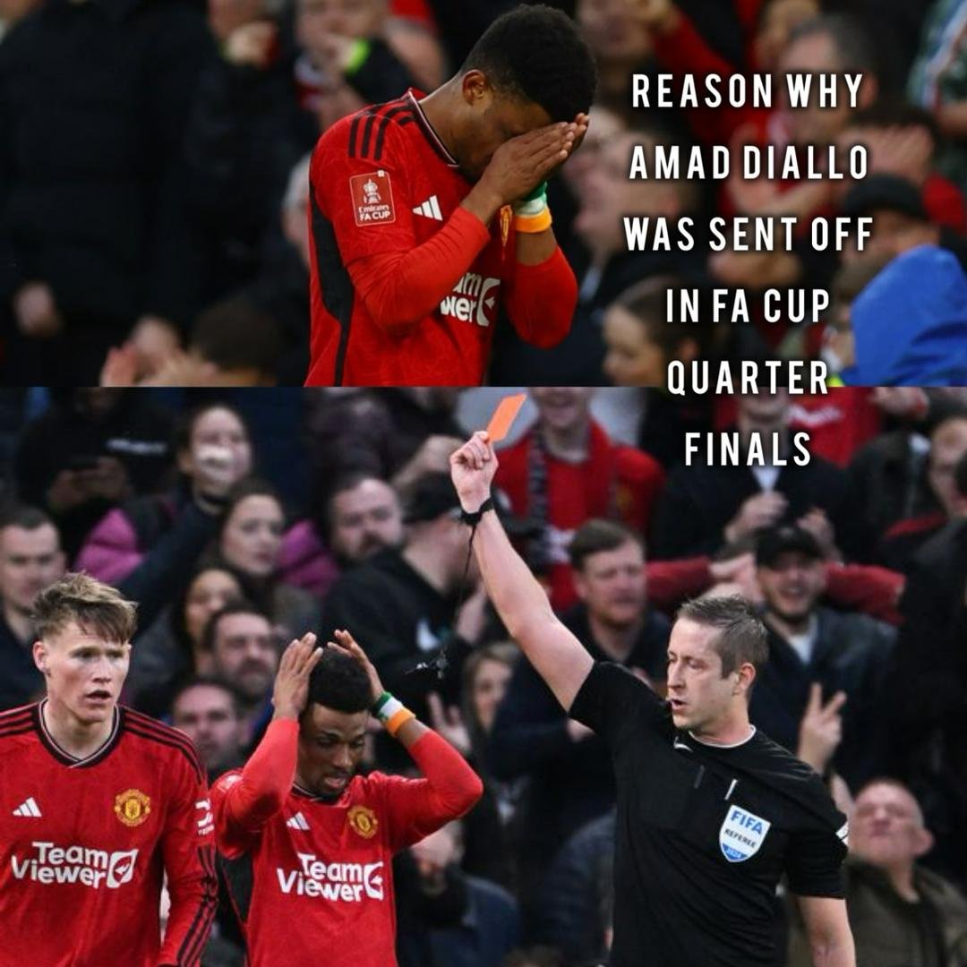 Major reason why 21-year-old Man Utd forward Amad Diallo was sent off during Manchester United vs Liverpool FA Cup quarter-final match