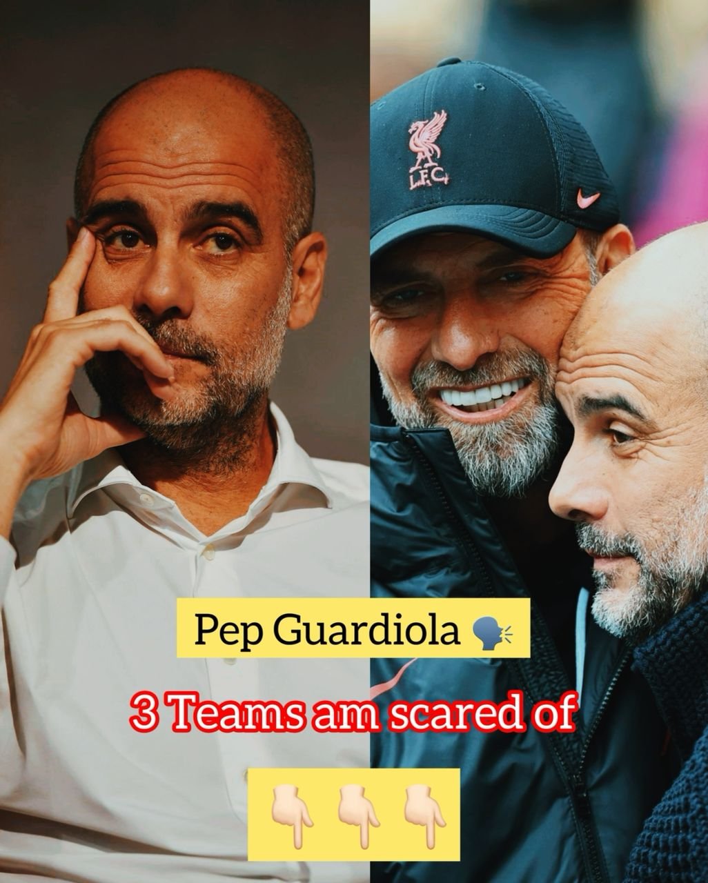 Manchester City treble coach winner Pep Guardiola speaks up and made a confession on the three (3) clubs he is scared of facing in the UEFA champions League