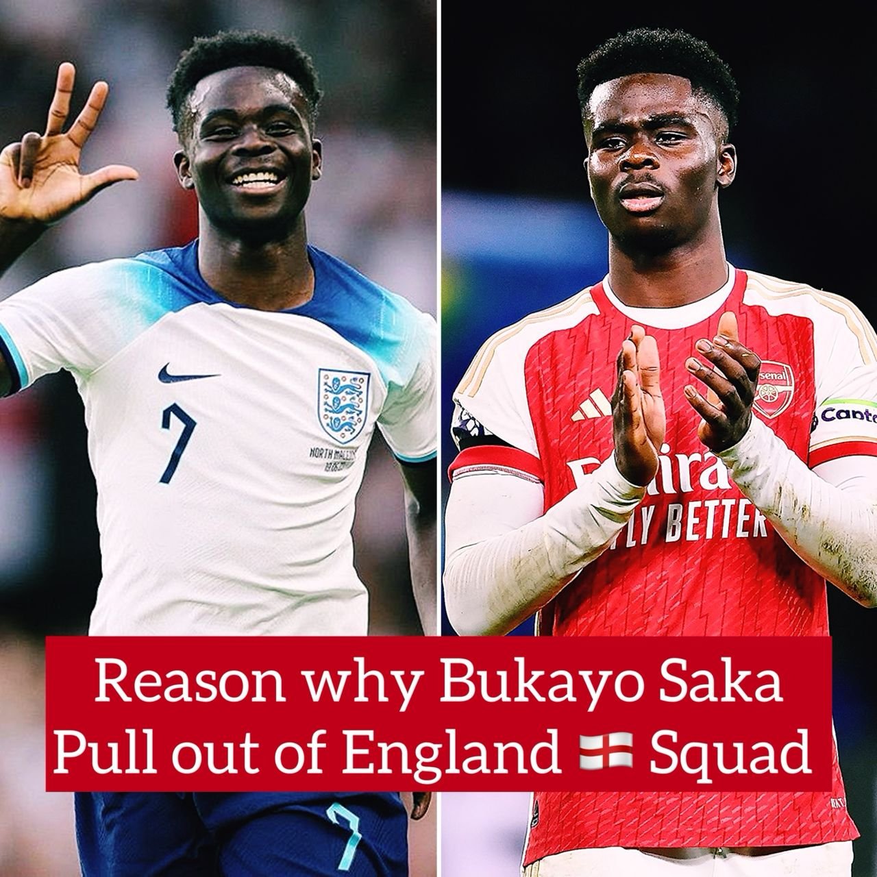 Major Reason Why Arsenal 22-year-old forward Bukayo Saka withdrew out of the senior England squad