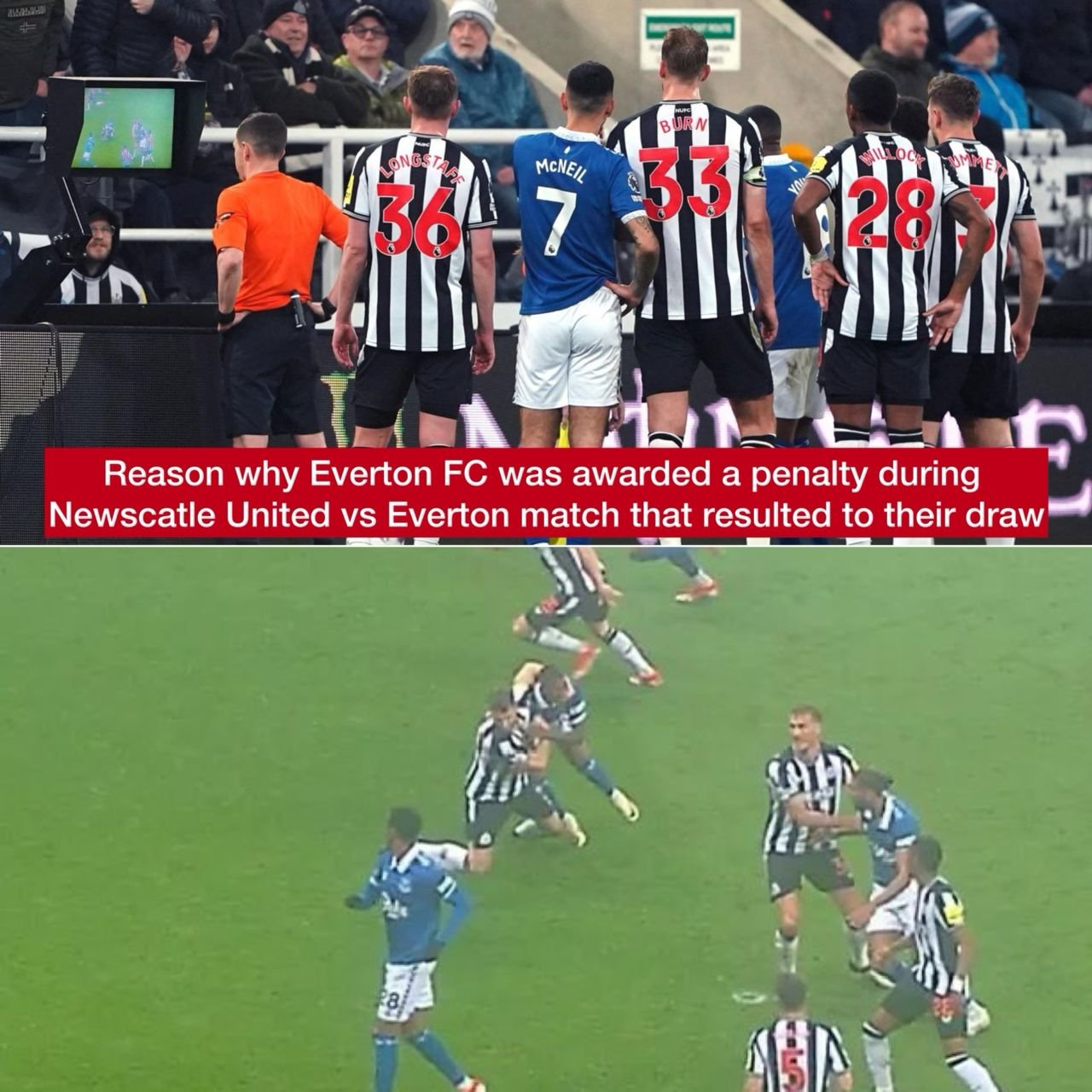 Reason why Everton FC was given a penalty during Newscatle United vs Everton match that resulted to their draw