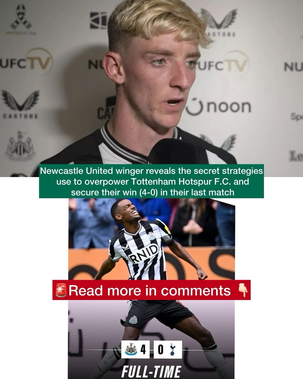 Newcastle United winger reveals the secret strategies use to overpower Tottenham Hotspur F.C. and secure their win (4-0) in their last match