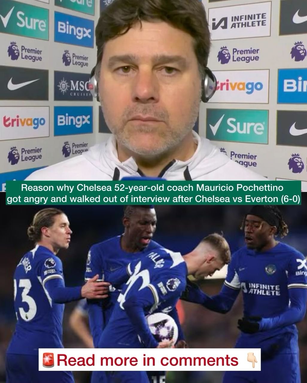 Reason why Chelsea 52-year-old coach Mauricio Pochettino got angry and walked out of interview after Chelsea win vs Everton (6-0)