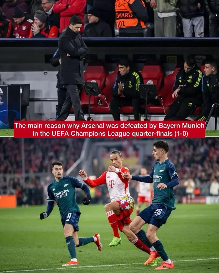The main reason why Arsenal was defeated by Bayern Munich in the UEFA Champions League quarter-finals (1-0)