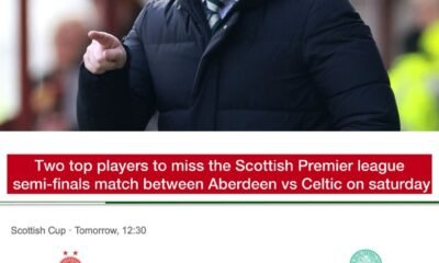 Two top players to miss the Scottish Premier league semi-finals match between Aberdeen vs Celtic on saturday