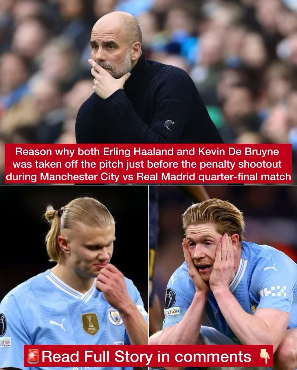 Reason why both Erling Haaland and Kevin De Bruyne was taken off the pitch just before the penalty shootout during Manchester City vs Real Madrid UEFA Champions League quarter-final match