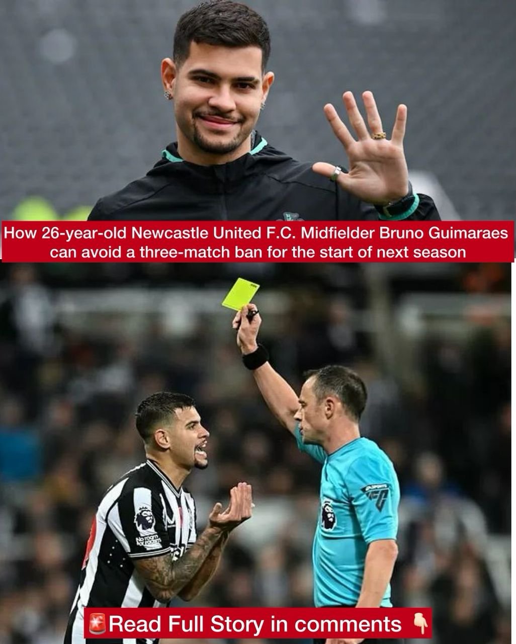 How 26-year-old Newcastle United F.C. Midfielder Bruno Guimaraes can avoid a three-match ban for the start of next season