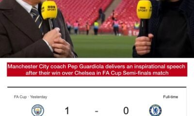 Manchester City coach Pep Guardiola delivers an inspirational speech after their win over Chelsea in FA Cup Semi-finals match