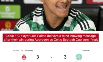 Celtic F.C player Luis Palma delivers a mind-blowing message after their win during Aberdeen vs Celtic Scottish Cup semi-finals