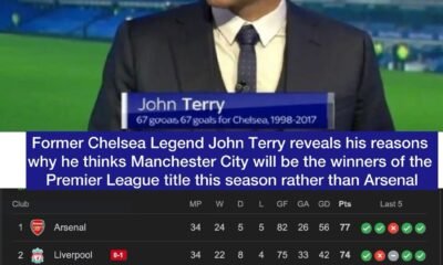 Former Chelsea Legend John Terry reveals his reasons why he thinks Manchester City will be the winners of the Premier League title this season rather than Arsenal