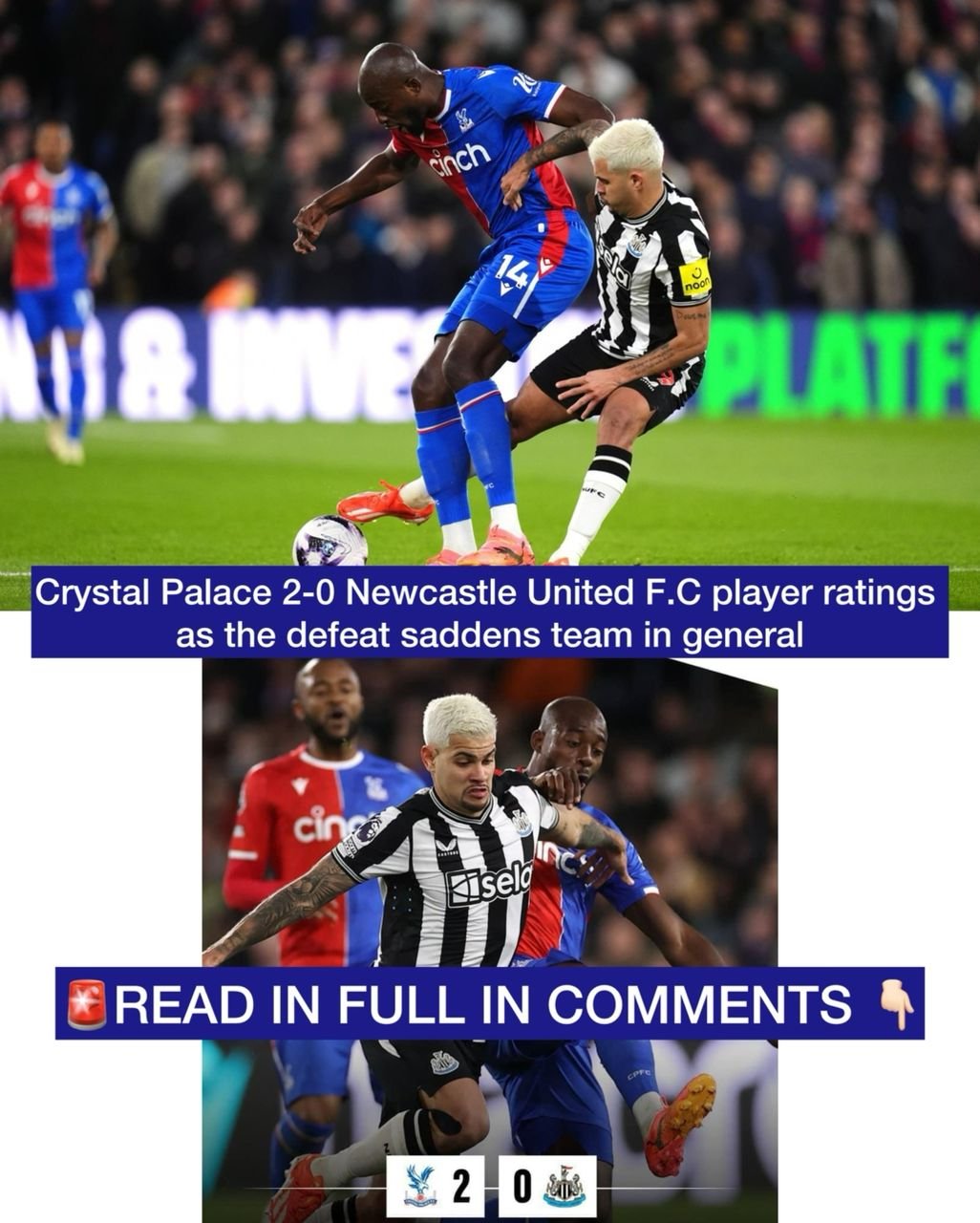 Crystal Palace 2-0 Newcastle United F.C player ratings - as the defeat saddens team in general