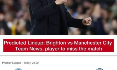 Predicted Lineup: Brighton vs Manchester City - Team News, player to miss the match