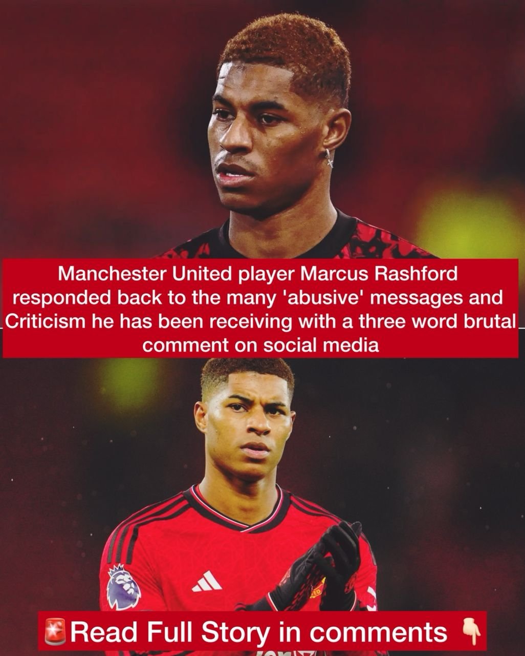 Manchester United player Marcus Rashford responded back to the many 'abusive' messages and Criticism he has been receiving with a three word comment on social media