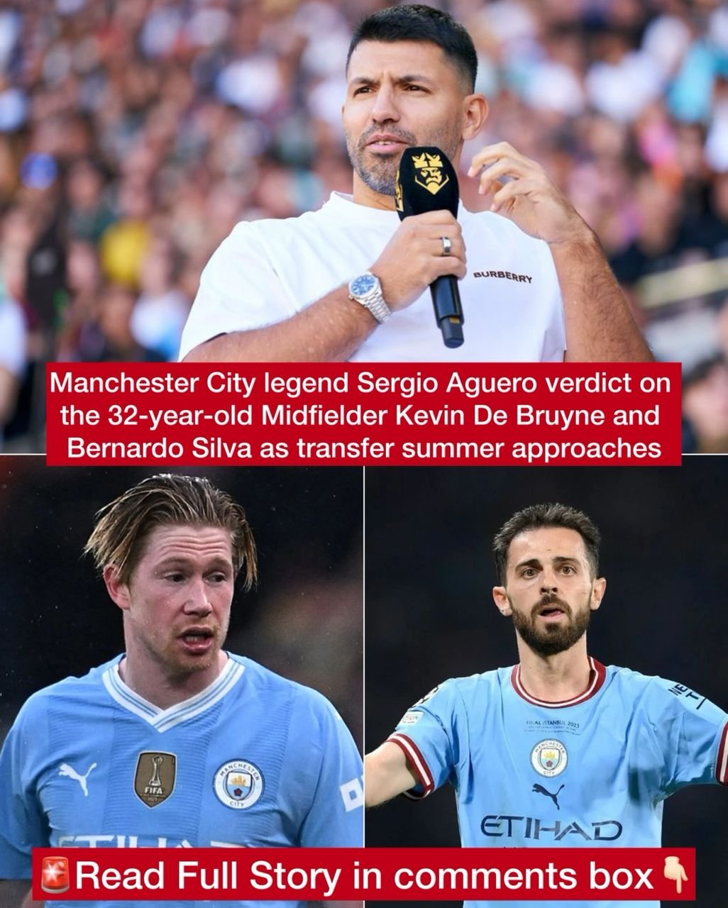 Manchester City legend Sergio Aguero verdict on the 32-year-old Midfielder Kevin De Bruyne and Bernardo Silva as transfer summer approaches