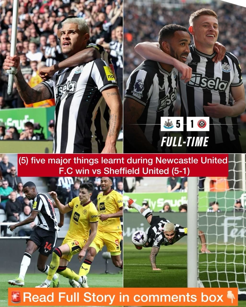 (5) five major things learnt during Newcastle United F.C win vs Sheffield United (5-1)