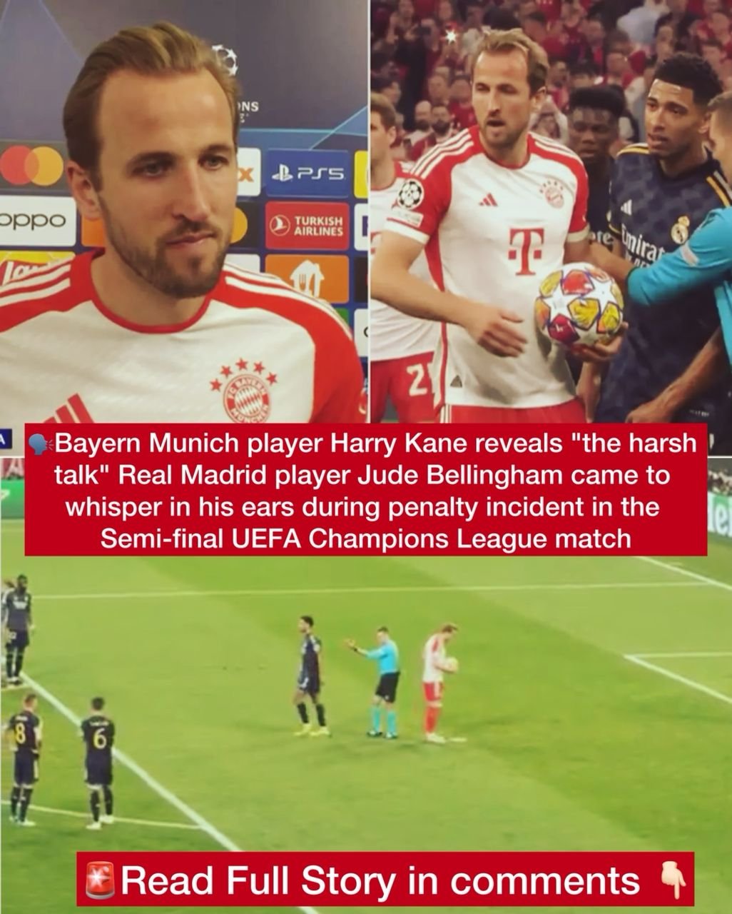 Bayern Munich player Harry Kane reveals "the harsh talk" Real Madrid player Jude Bellingham came to whisper in his ears during penalty incident in the Semi-final UEFA Champions League match