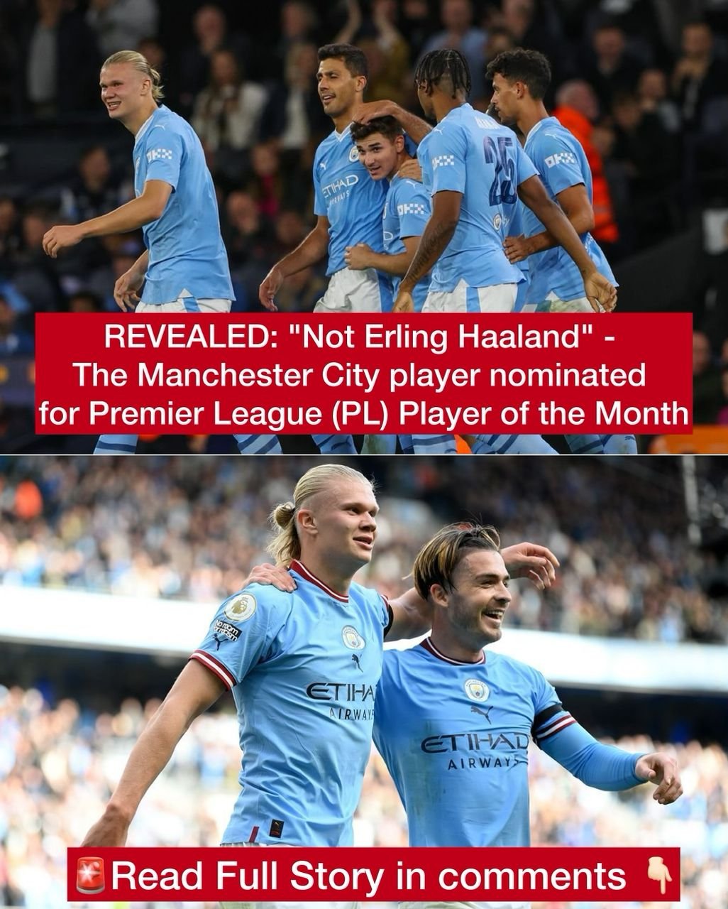 REVEALED: "Not Erling Haaland" - The Manchester City player nominated for Premier League (PL) Player of the Month