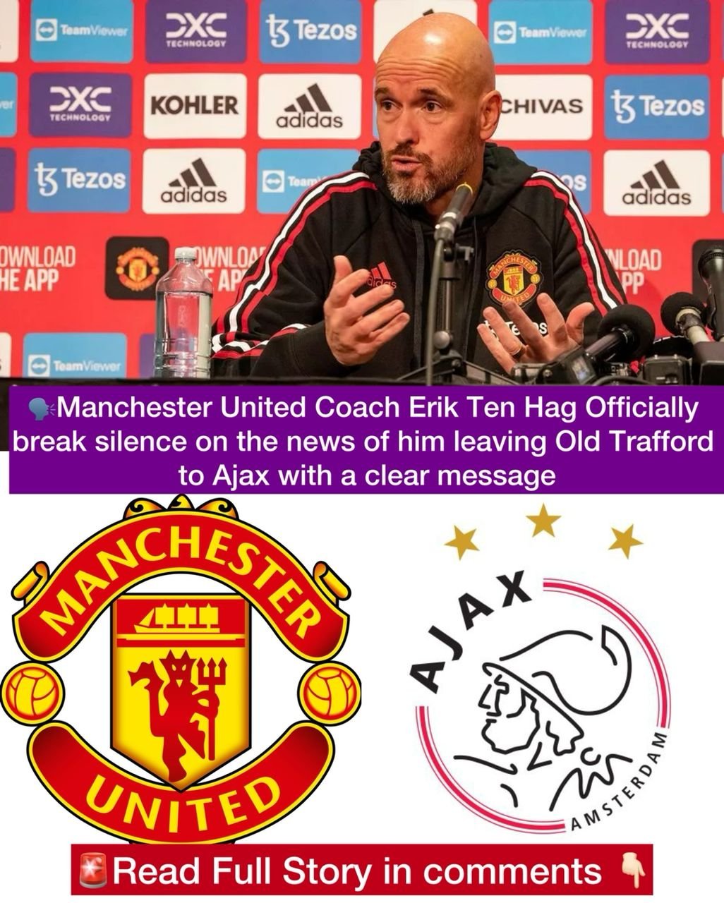 Manchester United Coach Erik Ten Hag Officially break silence on the news of him leaving Old Trafford to Ajax with a clear message
