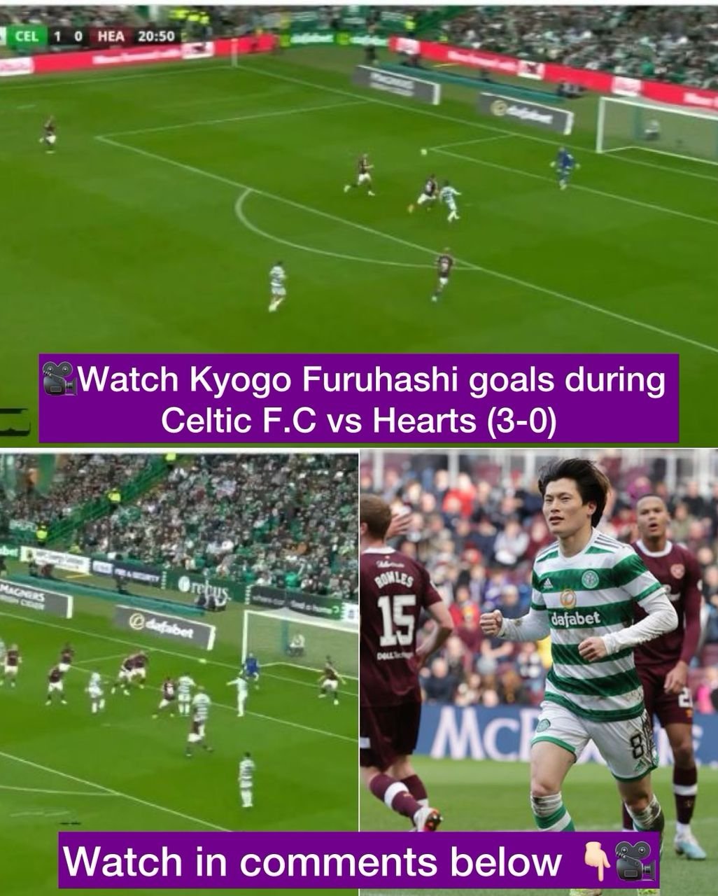 Kyogo Furuhashi goals during Celtic F.C vs Hearts (3-0)