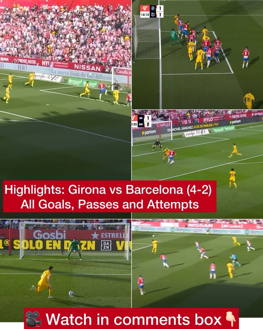Highlights: Girona vs Barcelona (4-2) - All Goals, Passes and Attempts