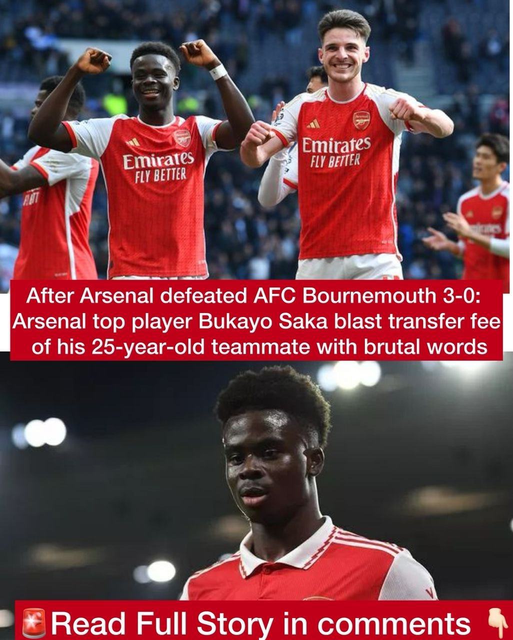 After Arsenal defeated AFC Bournemouth 3-0: Arsenal top player Bukayo Saka blast transfer fee of his 25-year-old teammate with brutal words