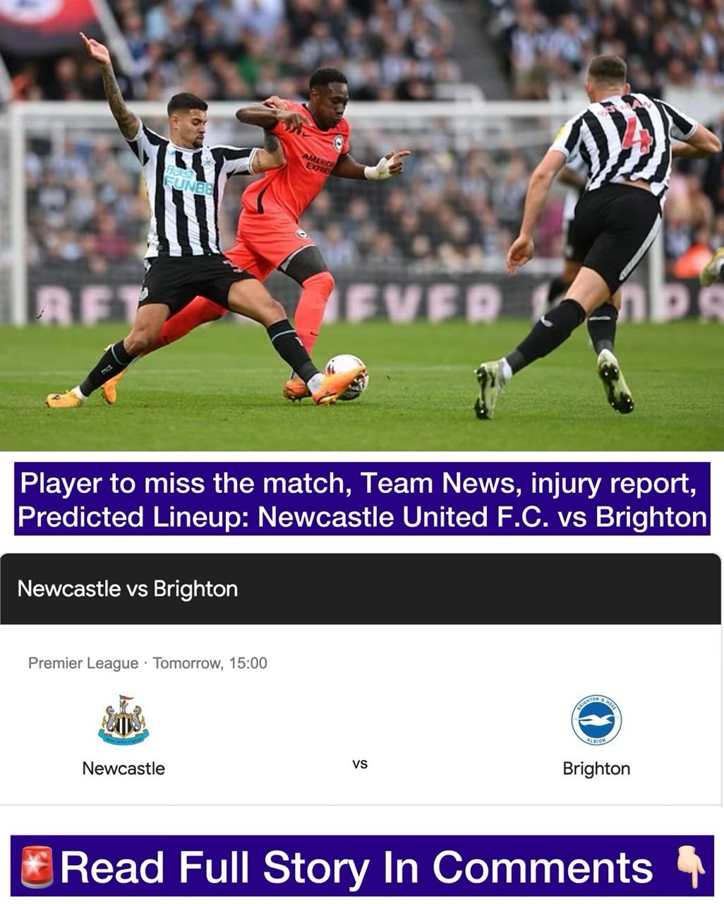 Player to miss the match, Team News, injury report, Predicted Lineup: Newcastle United F.C. vs Brighton