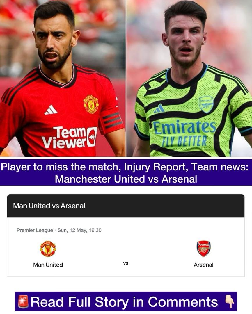 Player to miss the match, Injury Report, Team news: Manchester United vs Arsenal