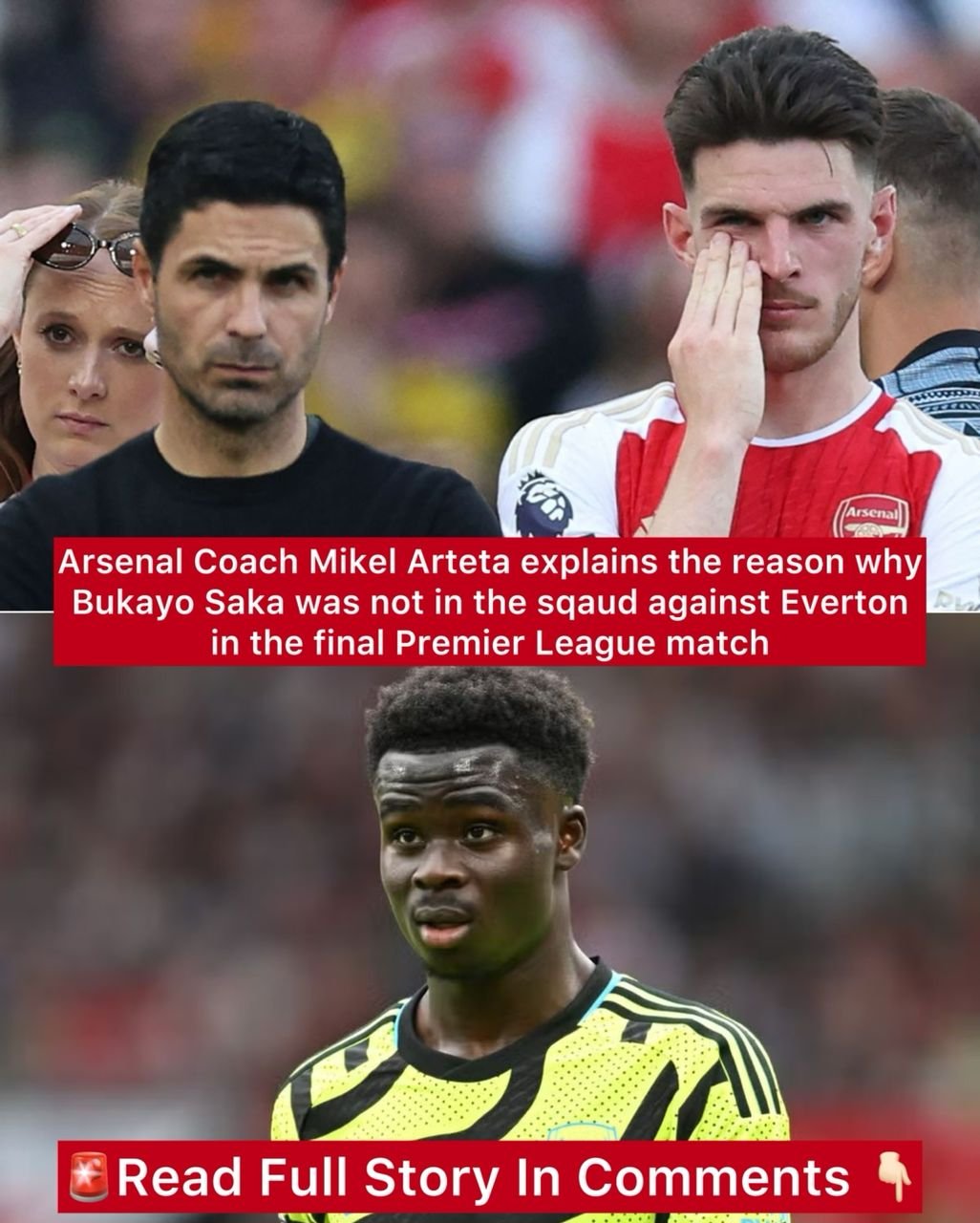 Arsenal Coach Mikel Arteta explains the reason why Bukayo Saka was not in the sqaud against Everton in the final Premier League match