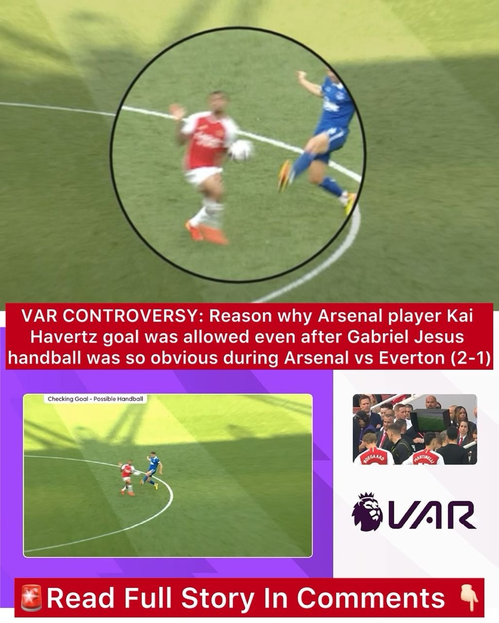 VAR CONTROVERSY: Reason why Arsenal player Kai Havertz goal was allowed even after Gabriel Jesus handball was so obvious during Arsenal vs Everton (2-1)