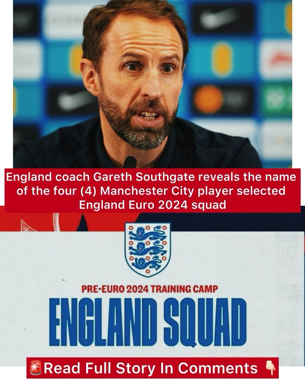 England coach Gareth Southgate reveals the name of the four (4 ...