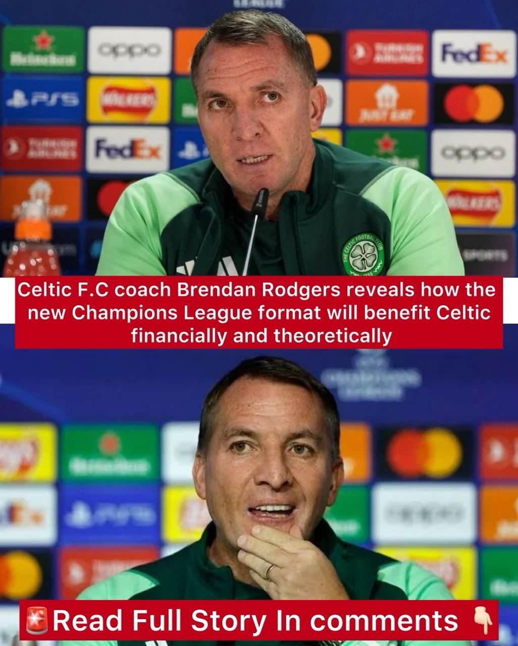 Celtic F.C coach Brendan Rodgers reveals how the new Champions League format will benefit Celtic financially and theoretically