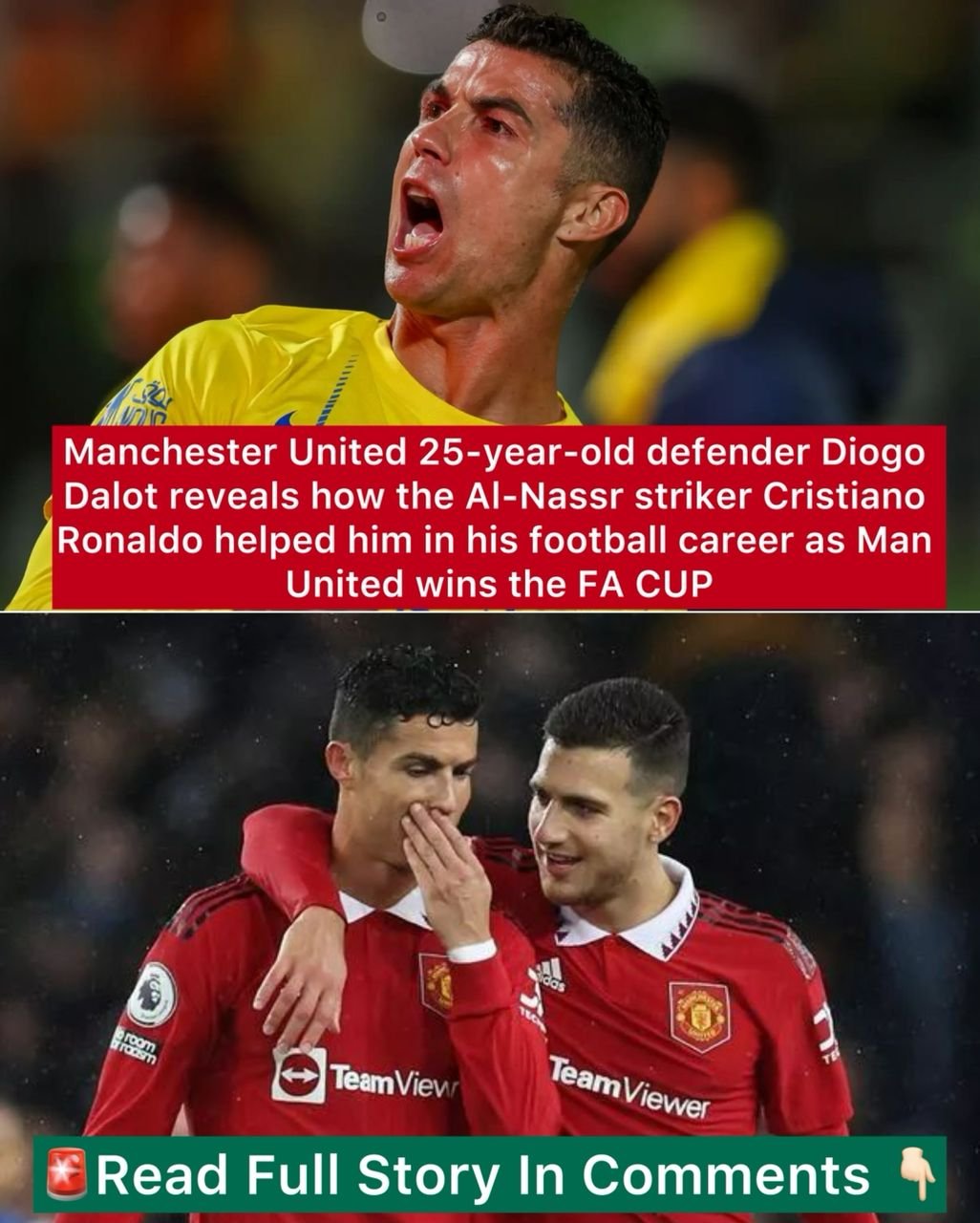 Manchester United 25-year-old defender Diogo Dalot reveals how the Al-Nassr striker Cristiano Ronaldo helped him in his football career as Man United wins the FA CUP