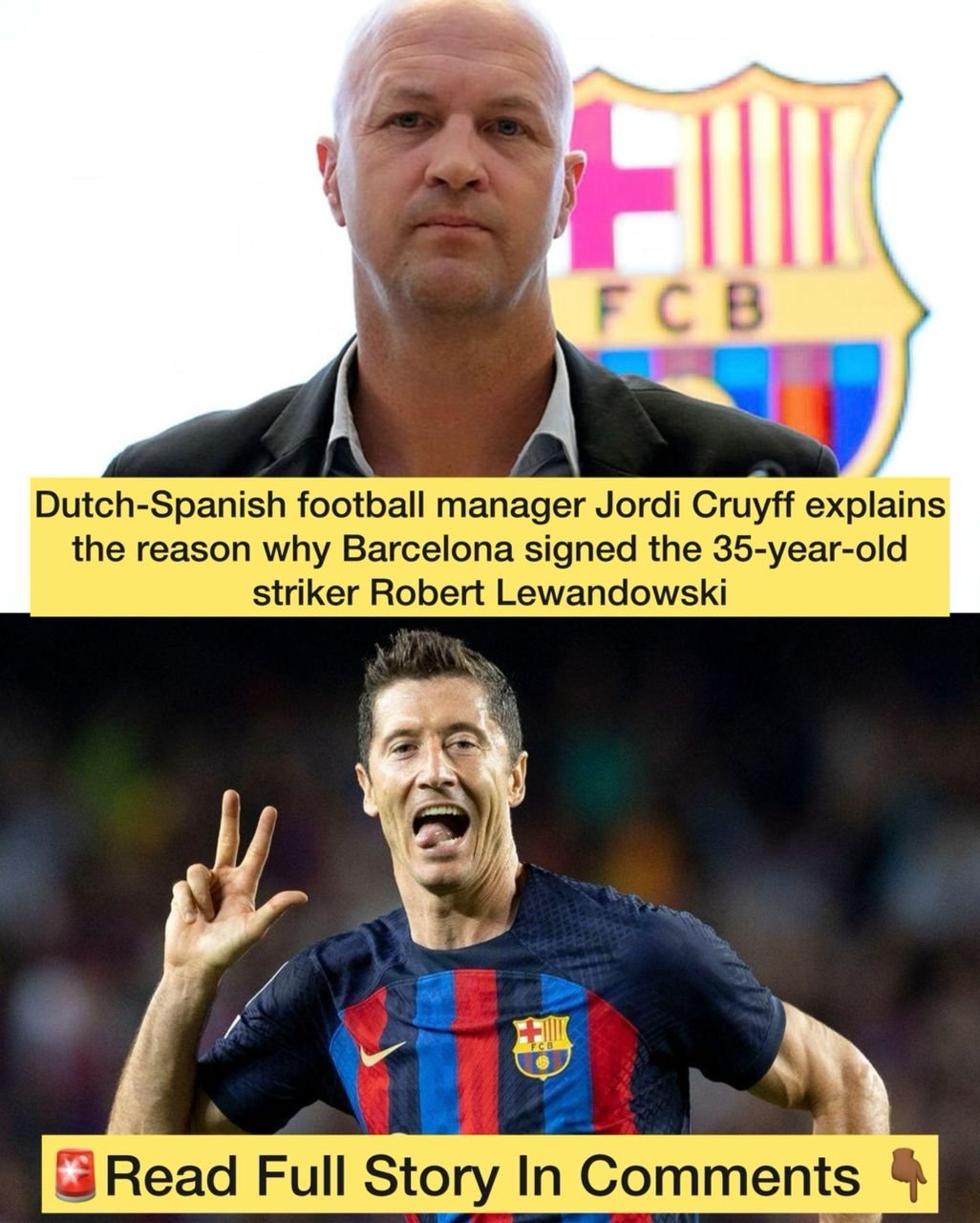 Dutch-Spanish football manager Jordi Cruyff explains the reason why Barcelona signed 35-year-old striker Robert Lewandowski