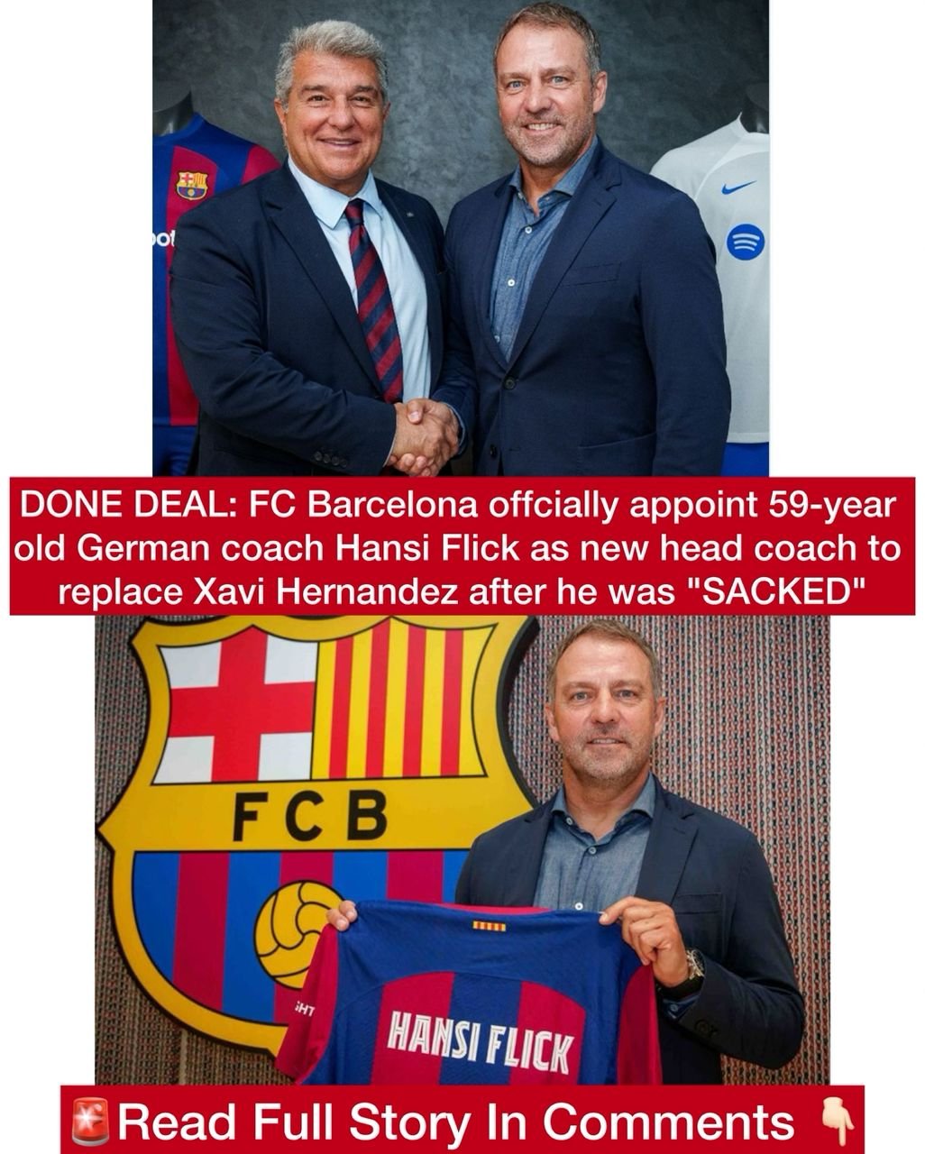 DONE DEAL: FC Barcelona offcially appoint 59-year-old German coach Hansi Flick as new head coach to replace Xavi Hernandez after he was "SACKED"