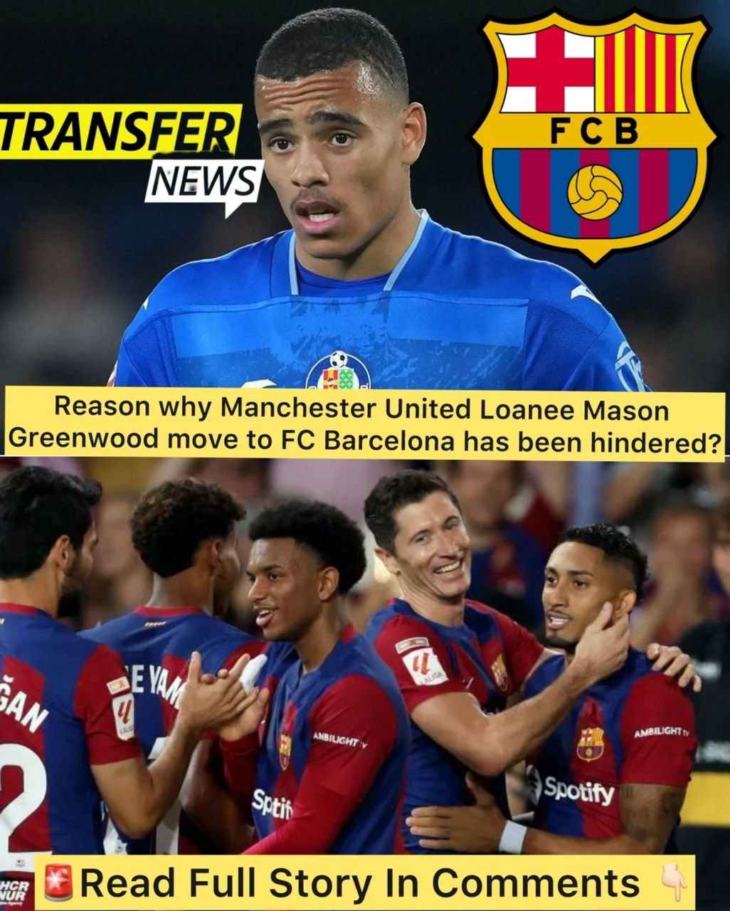 Reason why Manchester United Loanee Mason Greenwood move to FC Barcelona has been hindered?
