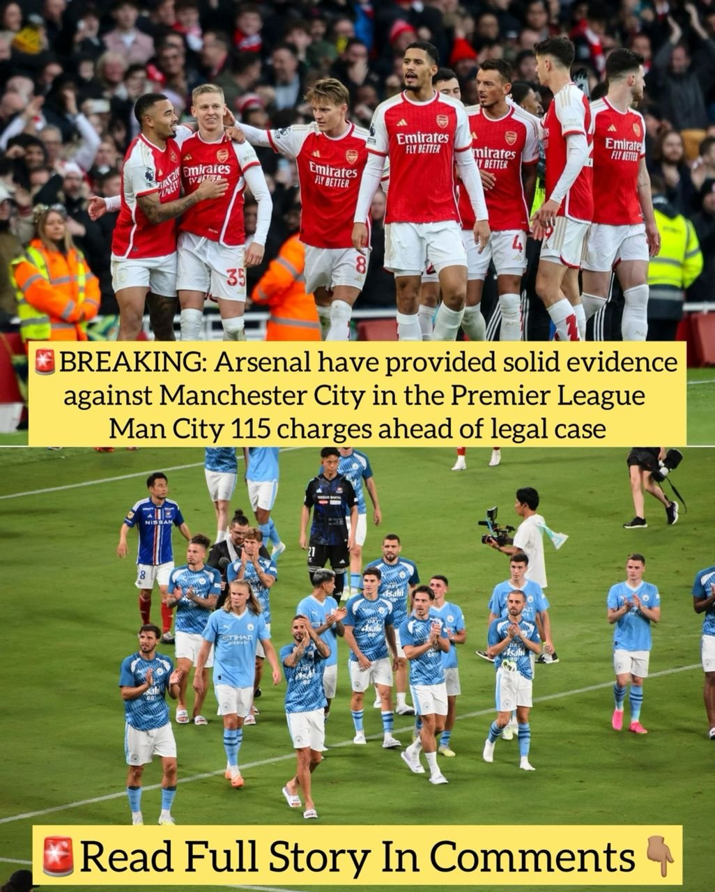 BREAKING: Arsenal have provided solid evidence against Manchester City in the Premier League Man City 115 charges ahead of legal case