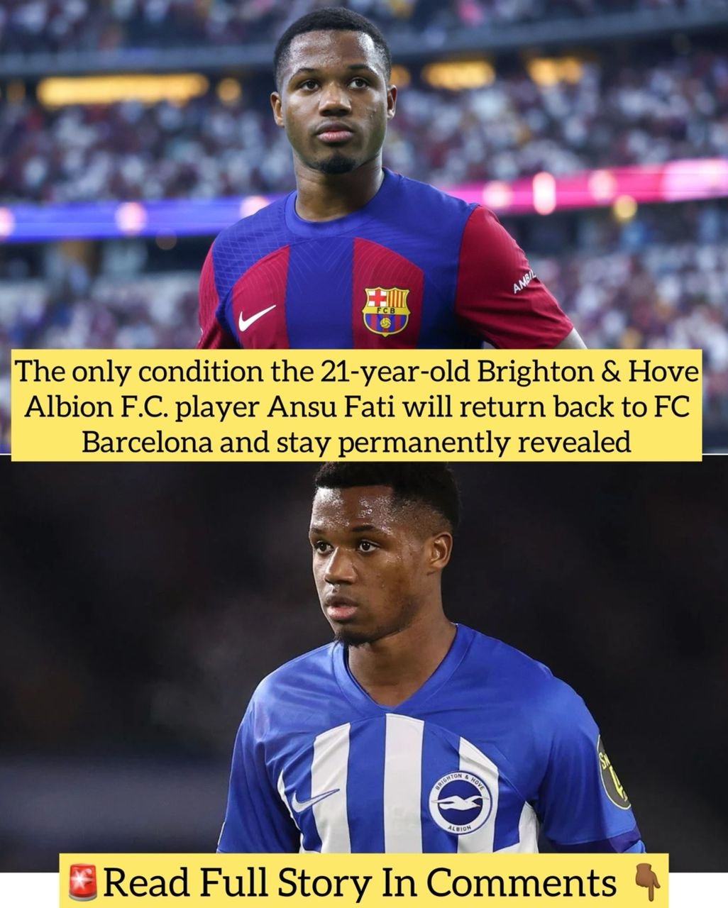 The only condition the 21-year-old Brighton & Hove Albion F.C. player Ansu Fati will return back to FC Barcelona and stay permanently revealed