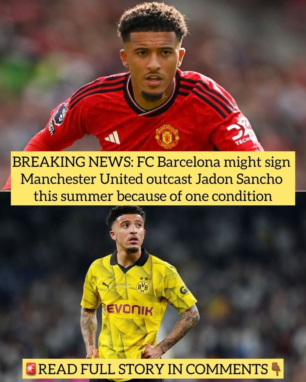 BREAKING NEWS: FC Barcelona might sign Manchester United outcast Jadon Sancho this summer because of one condition