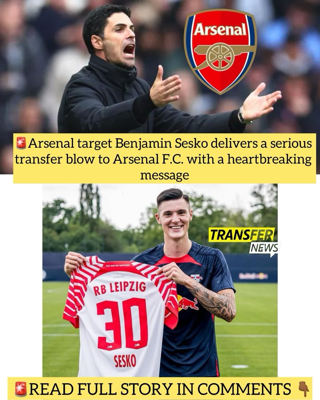 Arsenal target Benjamin Sesko delivers a serious transfer blow to Arsenal F.C. with a heartbreaking message