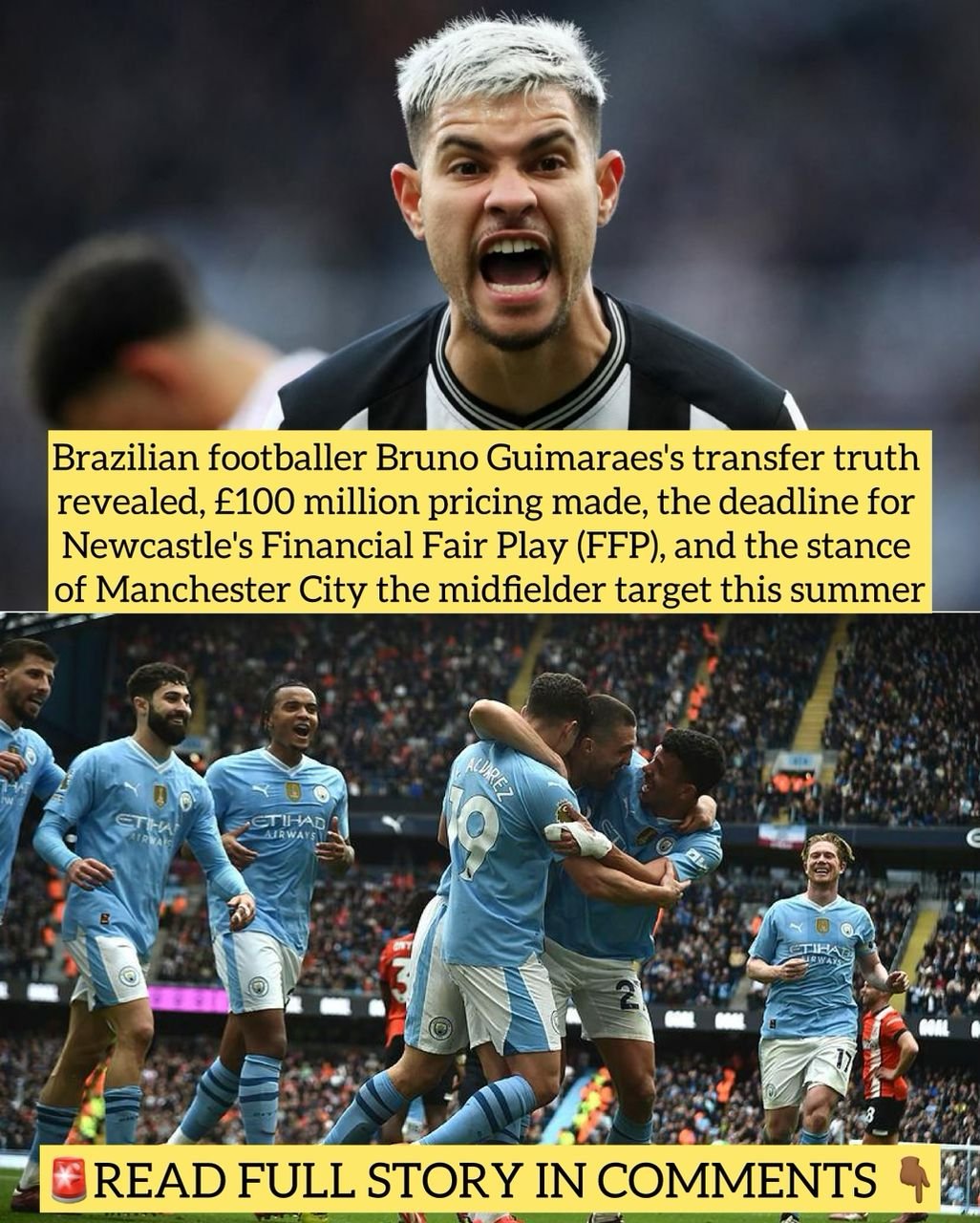 Brazilian footballer Bruno Guimaraes's transfer truth revealed, £100 million pricing made, the deadline for Newcastle's Financial Fair Play (FFP), and the stance of Manchester City the midfielder target this summer