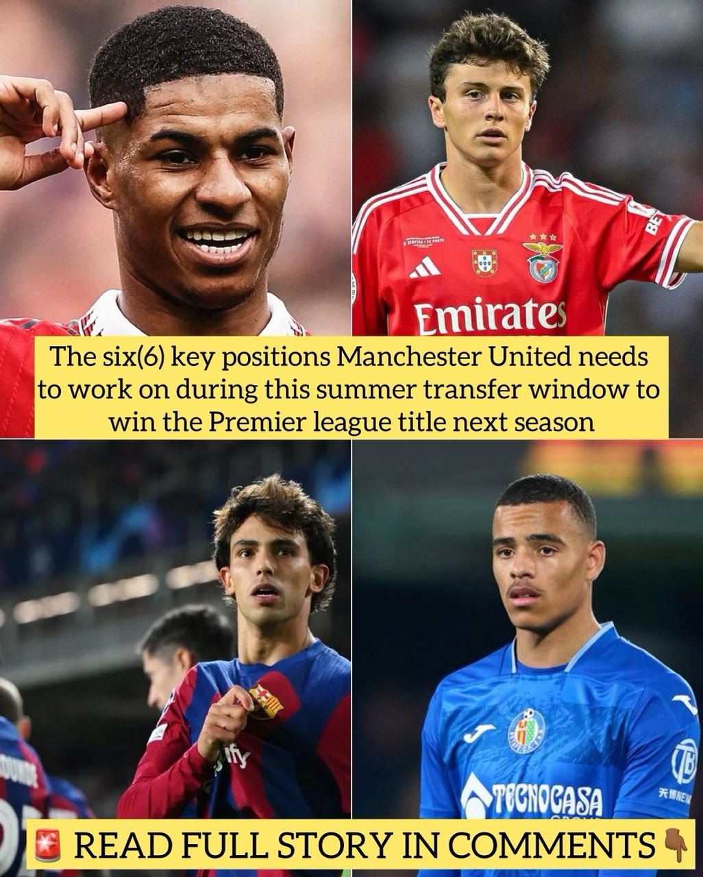 The six(6) key positions Manchester United needs to work on during this summer transfer window to win the Premier league title next season