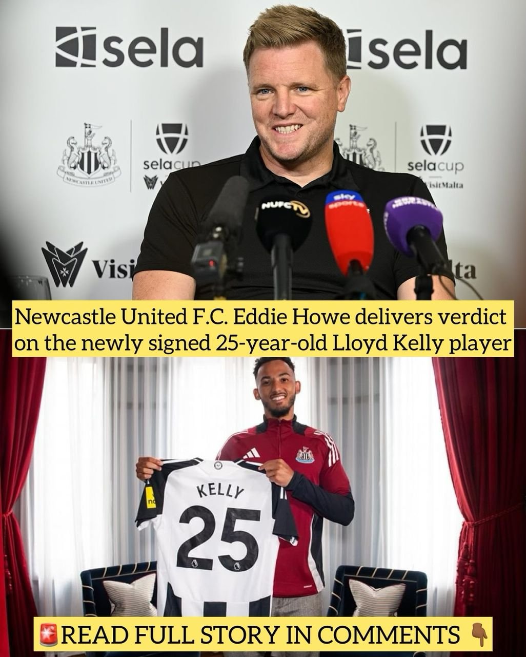 Newcastle United F.C. Eddie Howe delivers verdict on the newly signed 25-year-old Lloyd Kelly player