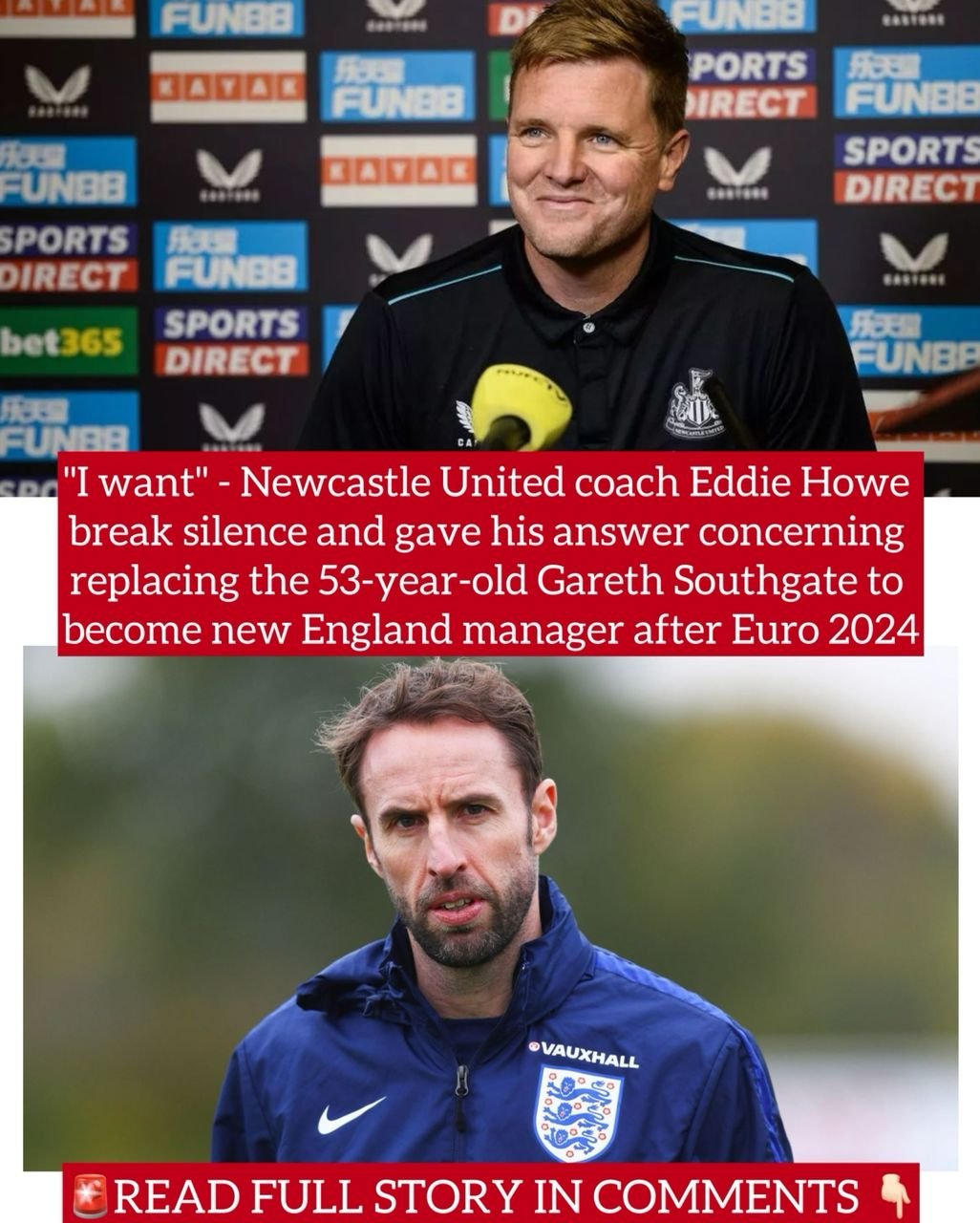 "I want" - Newcastle United coach Eddie Howe break silence and gave his answer concerning replacing the 53-year-old Gareth Southgate to become new England manager after Euro 2024