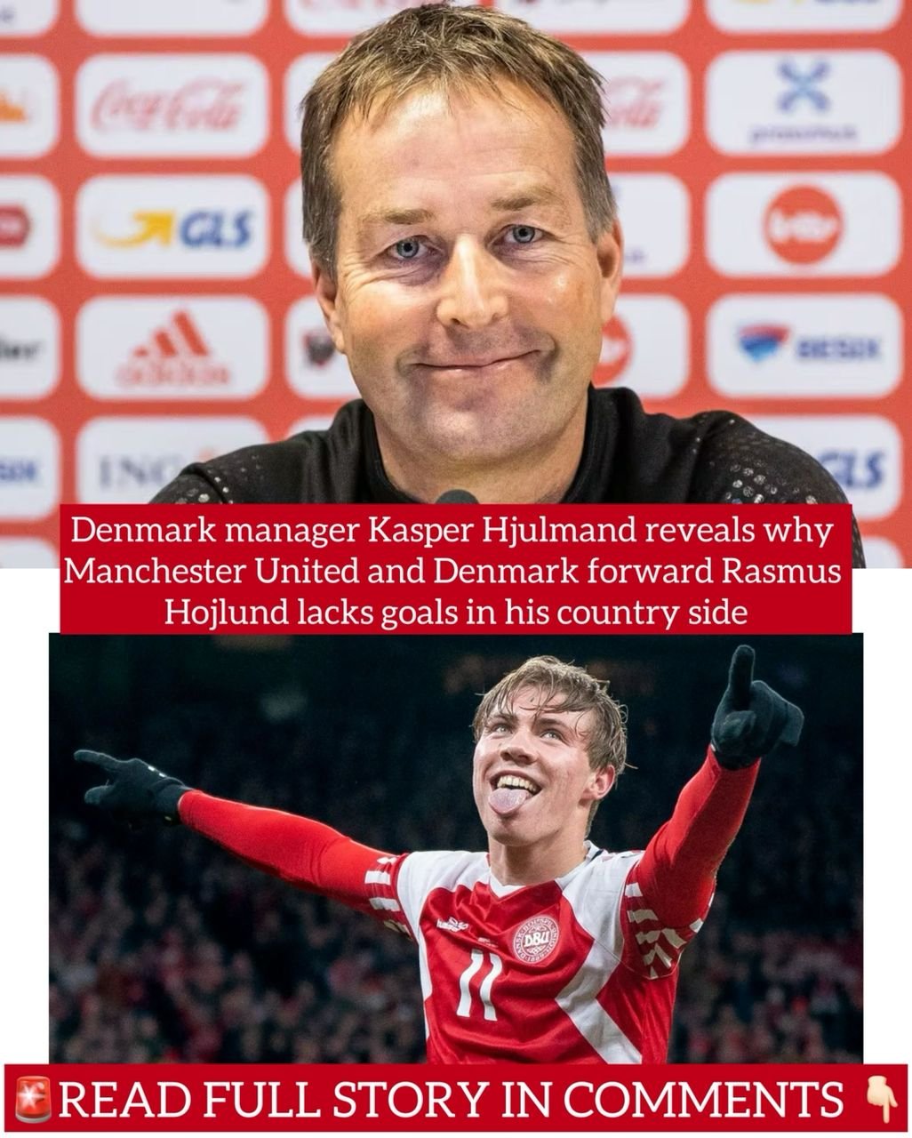 Denmark manager Kasper Hjulmand reveals why Manchester United and Denmark forward Rasmus Hojlund lacks goals in his country side