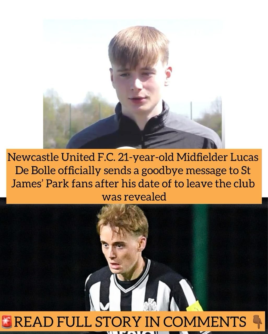 Newcastle United F.C. 21-year-old Midfielder Lucas De Bolle officially sends a goodbye message to St James’ Park fans after his date of to leave the club was revealed