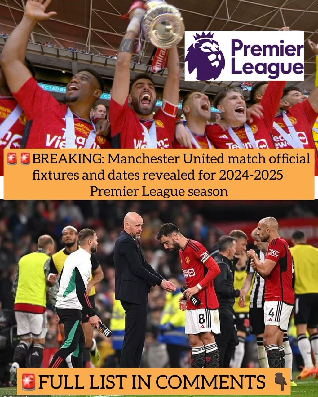 BREAKING: Manchester United match official fixtures and dates revealed for 2024-2025 Premier League season