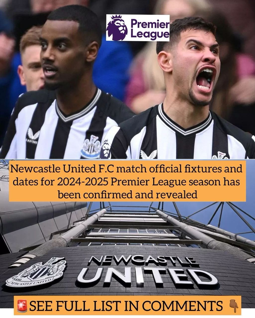 Newcastle United F.C match official fixtures and dates for 2024-2025 Premier League season has been confirmed and revealed
