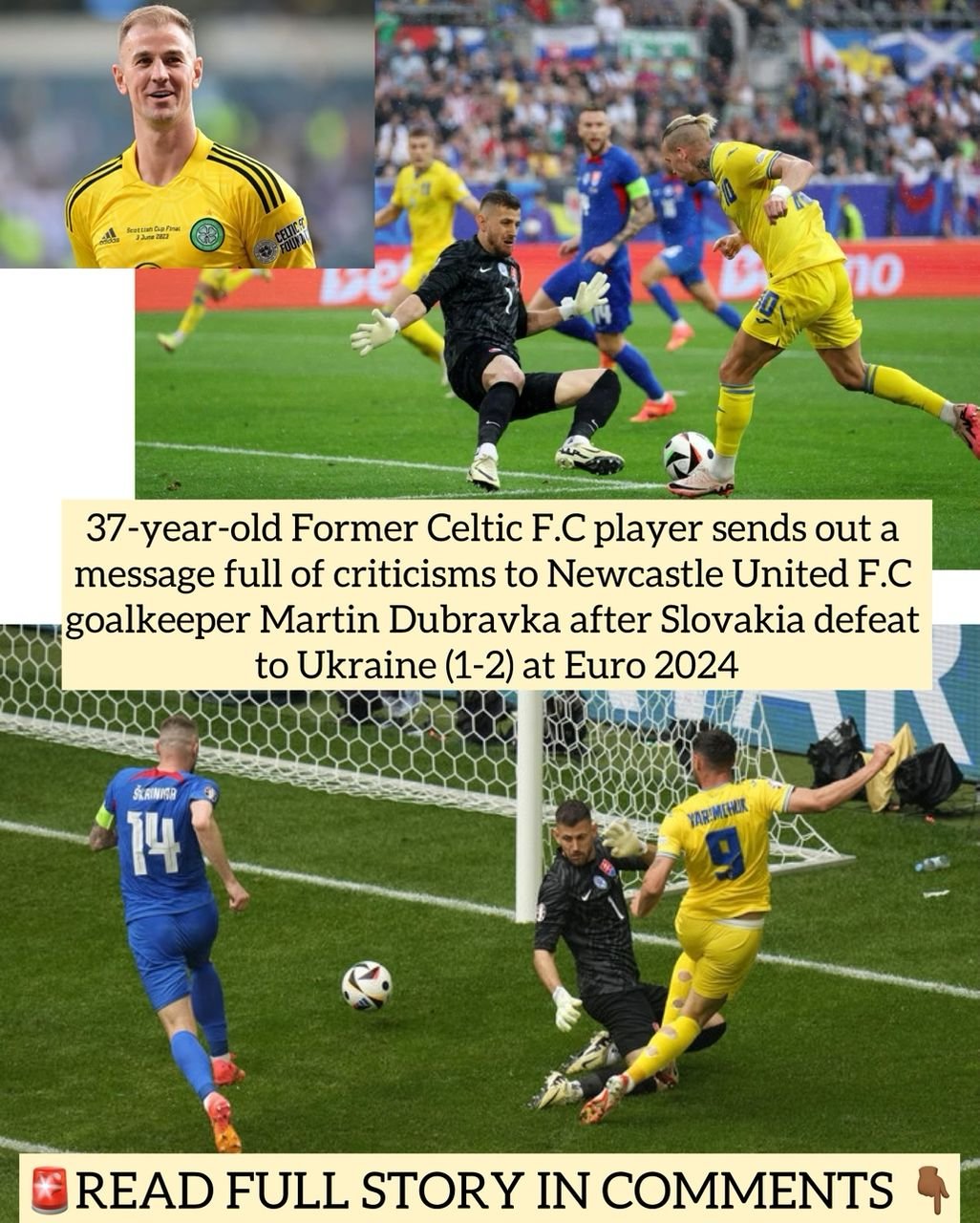 37-year-old Former Celtic F.C player sends out a message full of criticisms to Newcastle United F.C goalkeeper Martin Dubravka after Slovakia defeat to Ukraine (1-2) at Euro 2024
