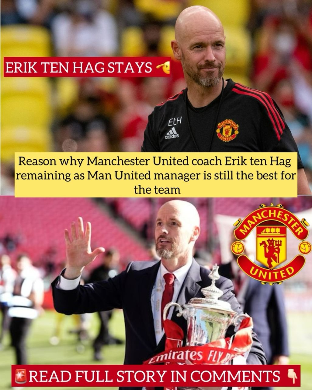 Reason why Manchester United coach Erik ten Hag remaining as Man United manager is still the best for the team